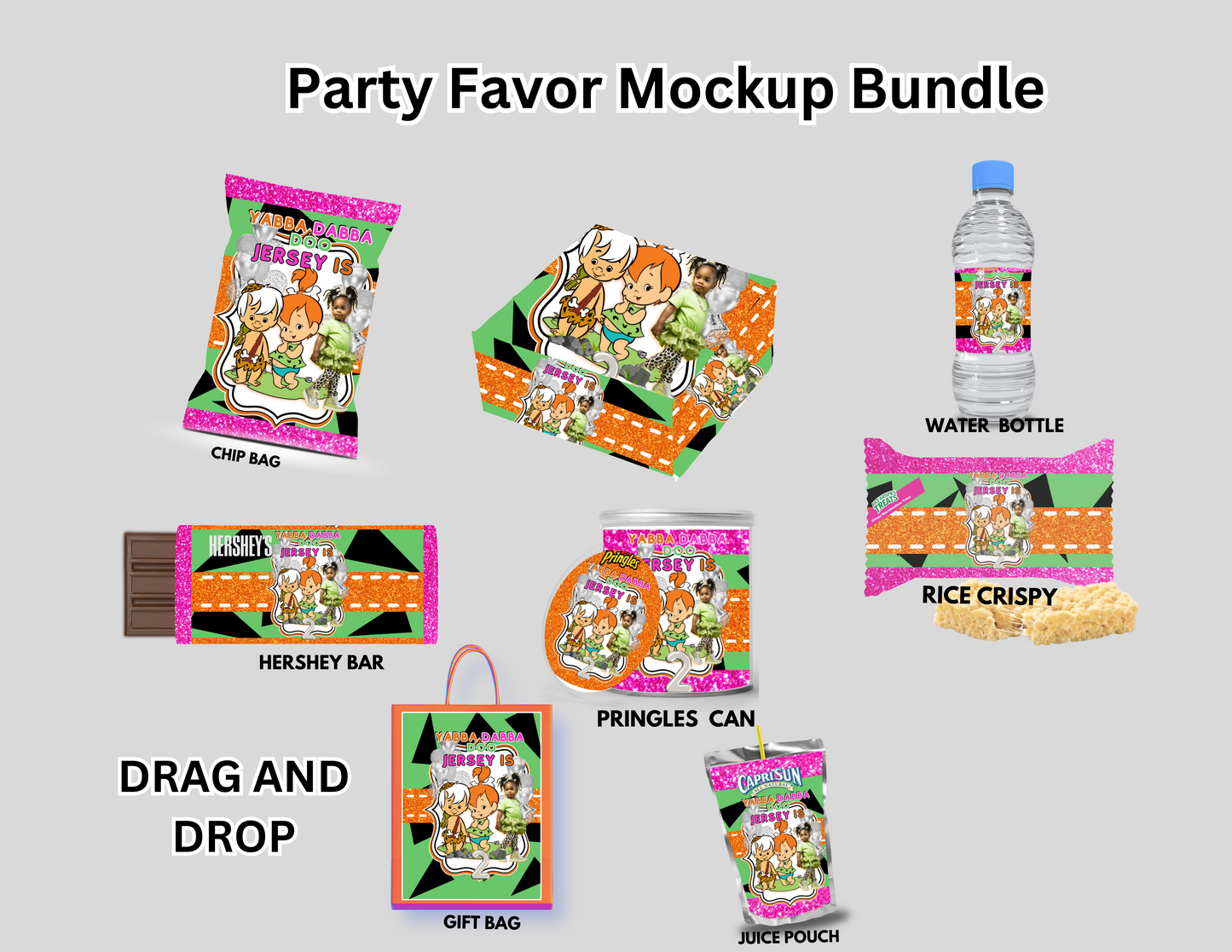 FLINSTONE DIGITAL EDITABLE PARTY FAVOR DESIGN