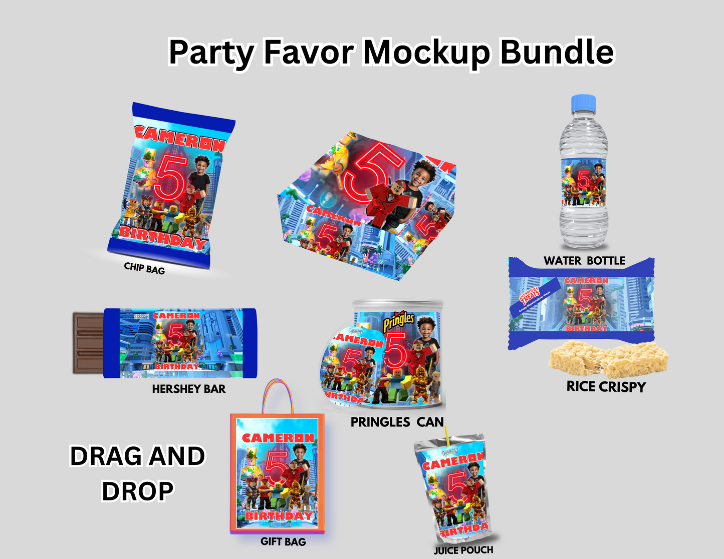 Roblox editable digital party favor design template