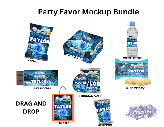 Smurfs editable digital party favor designs template