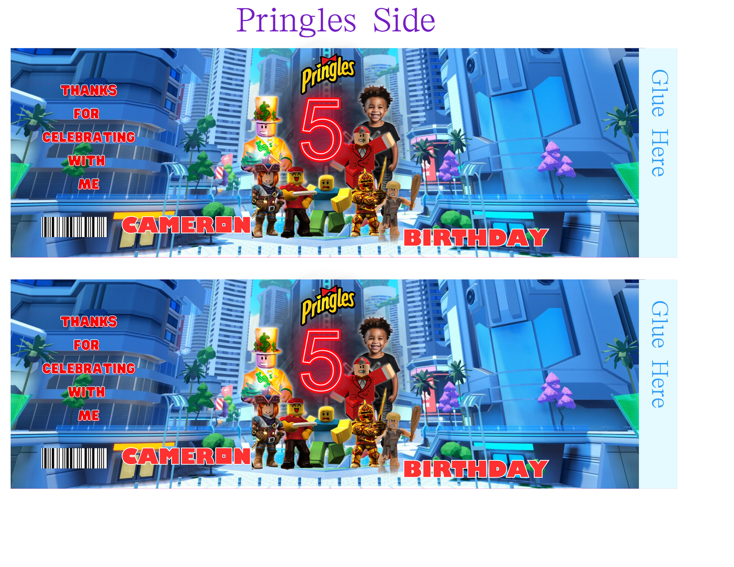 Roblox editable digital party favor design template