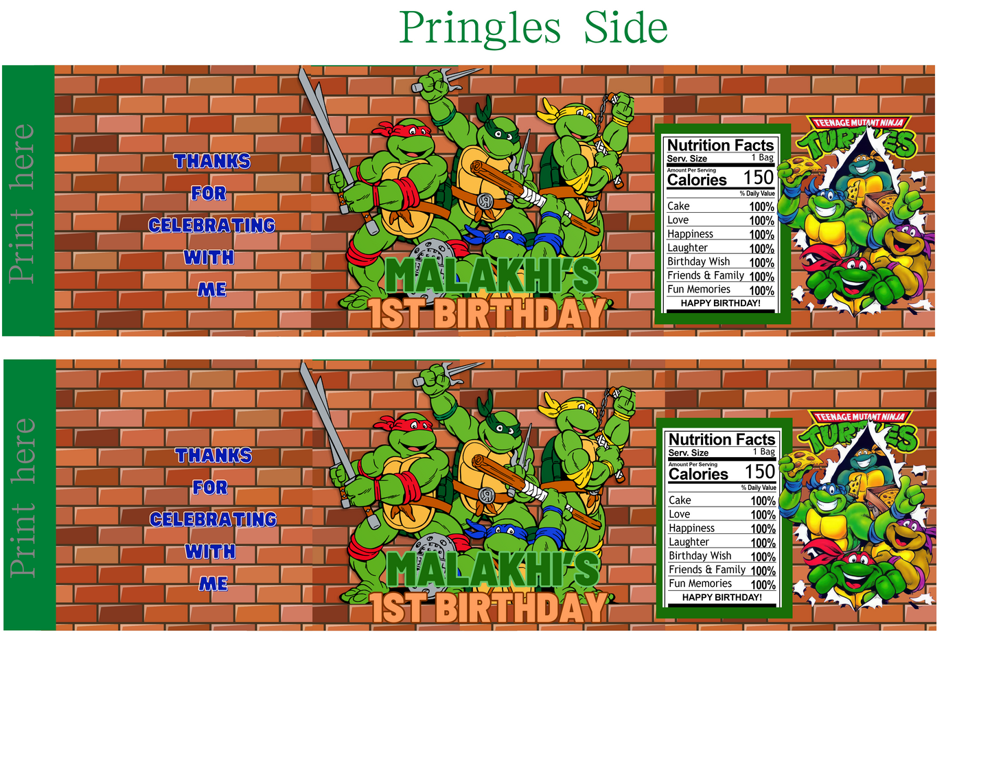 Ninja Turtle editable party favor design