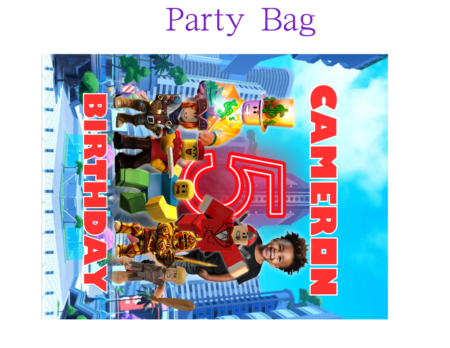 Roblox editable digital party favor design template