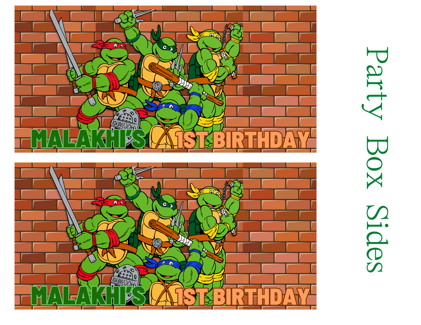 Ninja Turtle editable party favor design