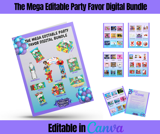 The Mega Editable Party Favor Digital Bundle